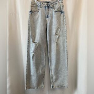 NOBO Womens Straight Leg Jeans Size 11/28 Light Wash Grunge Distressed Thrashed
